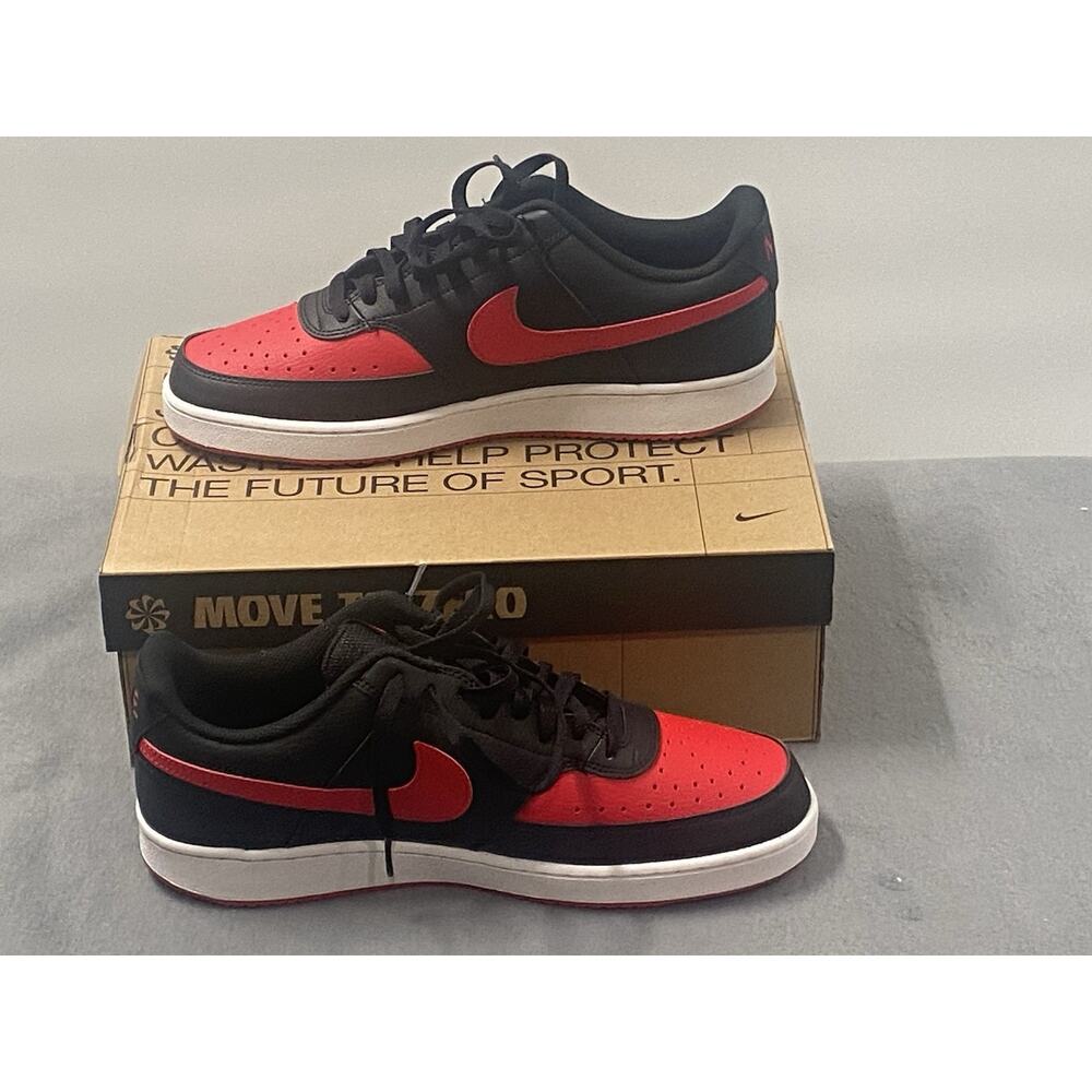 Nike Men’s Court Vision Lo Next Nature Athletic Shoes Sz 9 Black University Red - Picture 3 of 6